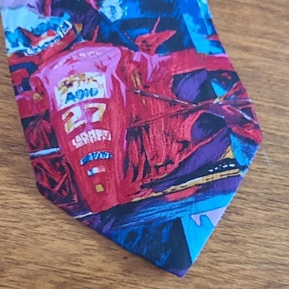 RM STYLE RALPH MARLIN 1994 Tatsu Nakatsu Formula 1 Red Power Silk Tie - Picture 4 of 11
